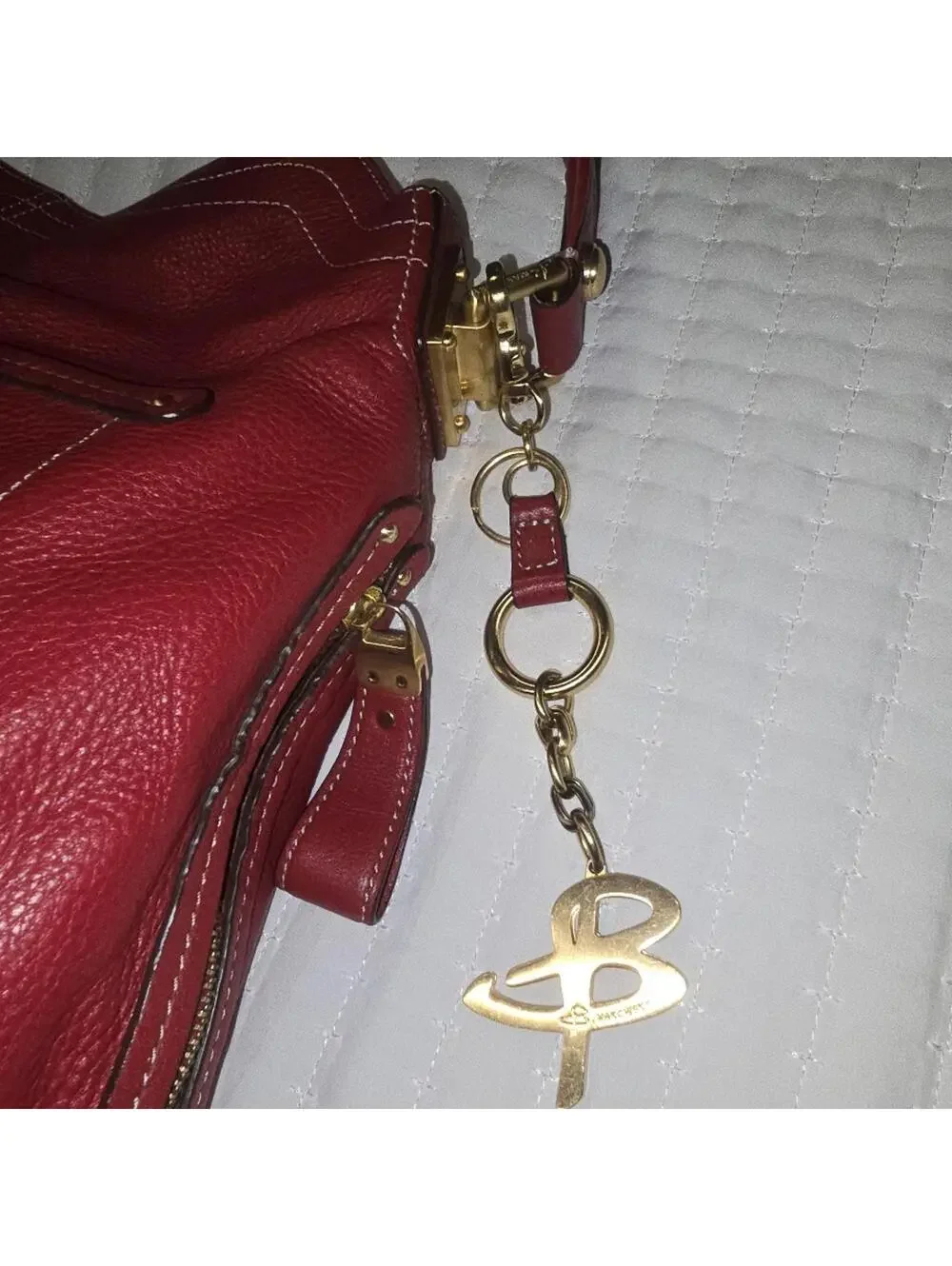 B Makowsky Cranberry Red Soft Pebbled Leather Hobo